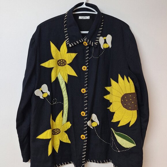 Floral Embroidered Linen Jacket - Picture 1 of 6